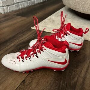 Nike Red and White Lacrosse Cleats